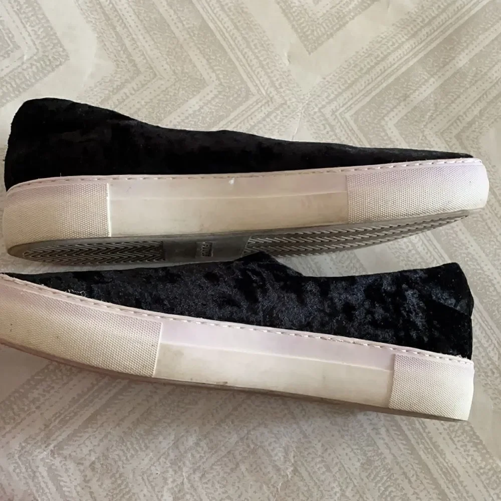 J Slides Angel Black Velvet Slip on Sneakers